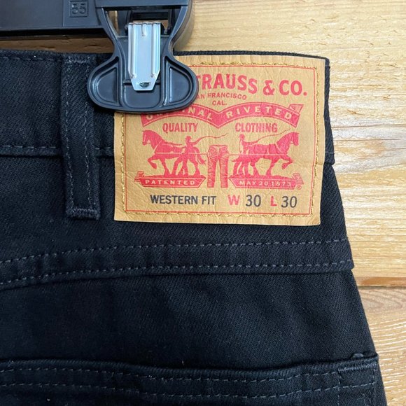 NWT Levi's Jeans Mens Black Western Fit Strong Straight Leg Zip 30x30 - Picture 4 of 10